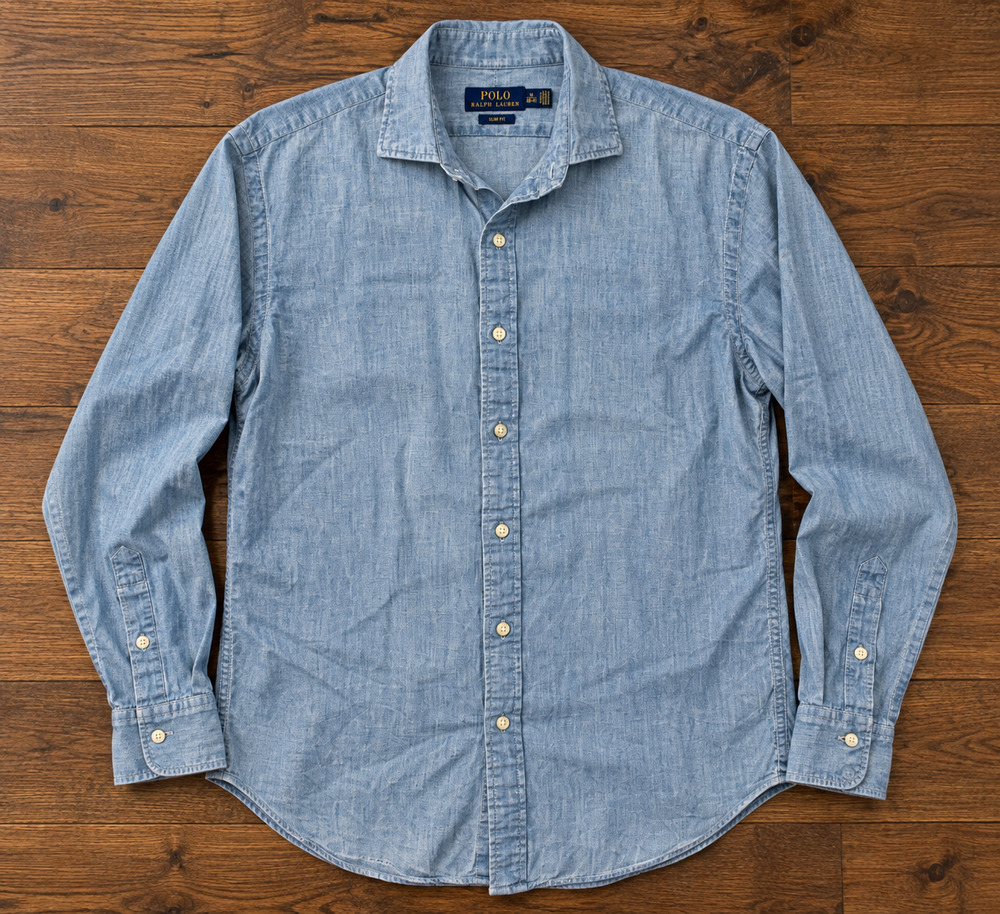 Polo Ralph Lauren Denim Chambray Button Down Shirt Men's 16 40-41 Slim Fit